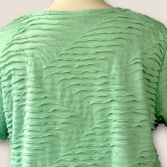 Alfred Dunner Short Sleeve Ruffled Tiered Top Blouse Stretch Pullover 2X Green - Picture 8 of 13
